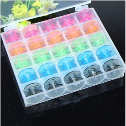 Bobines en plastique colorées pour Machine à coudre, 25 pièces/boîte