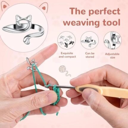Anneau de Crochet Réglable Guide de Fil Supports de Doigts - 5 Pièces