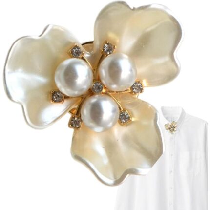 6 PCS Cache-Boutons Bijoux Fleur de Nacre Perles Cristaux Éclatants