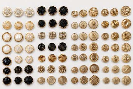 100PCS Boutons fantaisie en plastique – Finition métallisée dorée