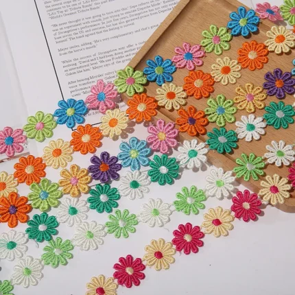 fleurs colorées dentelle pour artisanat ruban garniture