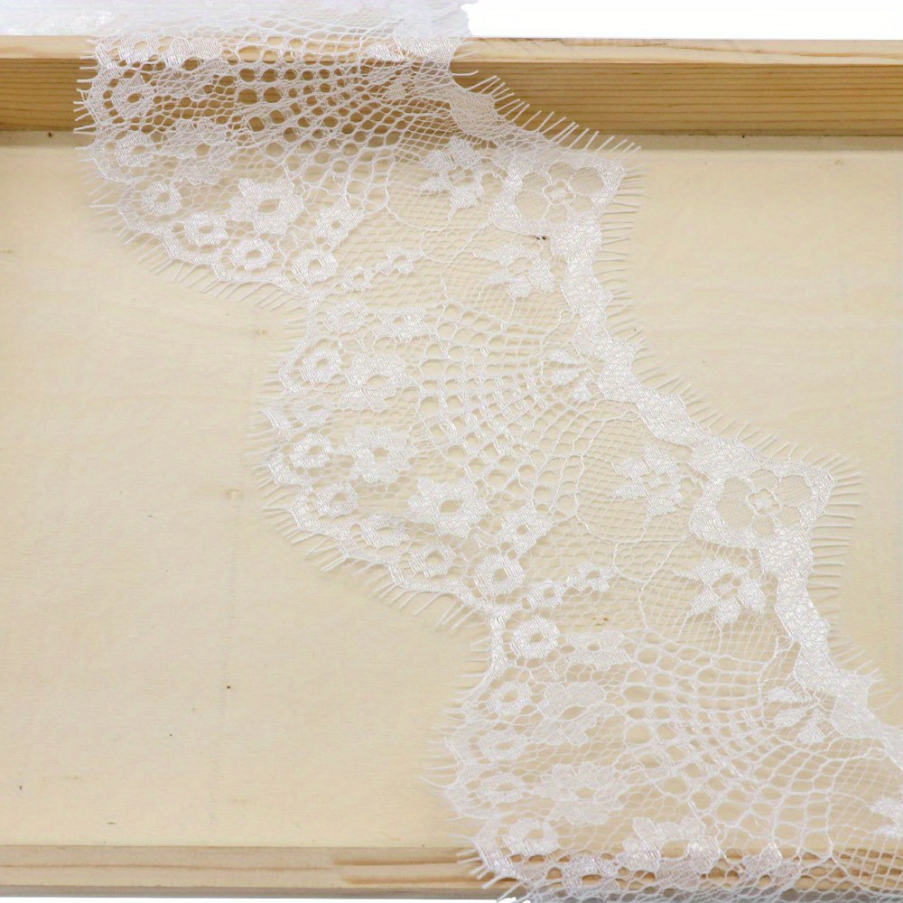 Bordure de dentelle 2,74 mètres 9,4 cm Ruban de dentelle Bordure de dentelle florale Broderie Dentelle Appliqué pour couture, artisanat, vêtements, décoration de mariage à domicile - 100 % polyester, Prédécoupés - Lavage à la main uniquement, Motif de fleurs