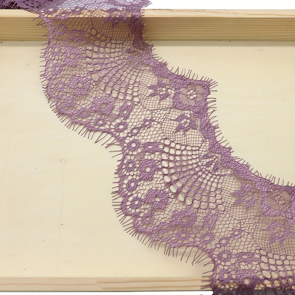 Bordure de dentelle 2,74 mètres 9,4 cm Ruban de dentelle Bordure de dentelle florale Broderie Dentelle Appliqué pour couture, artisanat, vêtements, décoration de mariage à domicile - 100 % polyester, Prédécoupés - Lavage à la main uniquement, Motif de fleurs