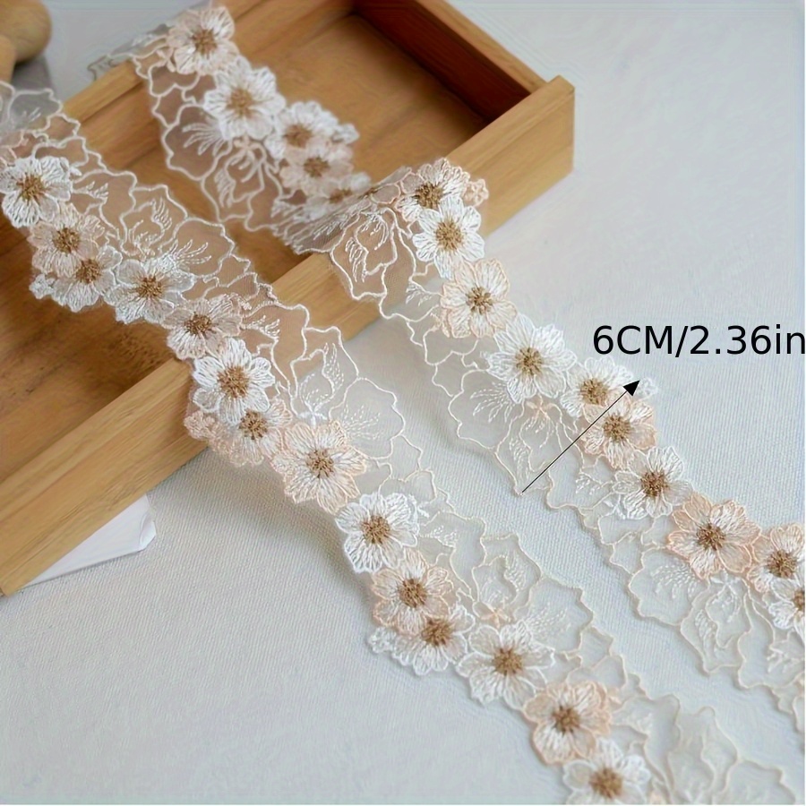 Bordure en maille brodée à fleurs et dentelle pour vêtements, rideaux de maison, couture et embellissement